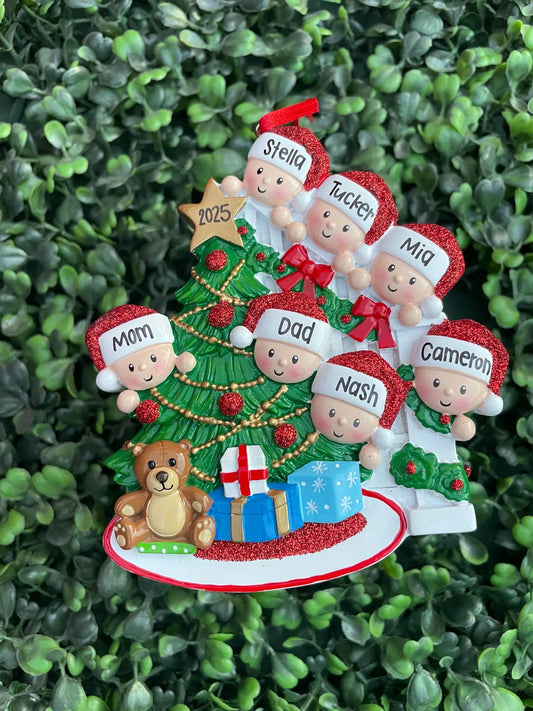 Peeking for Santa - Family of Seven