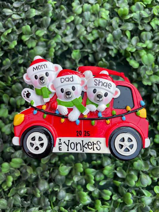 Polar Bears in Car: Family of Three