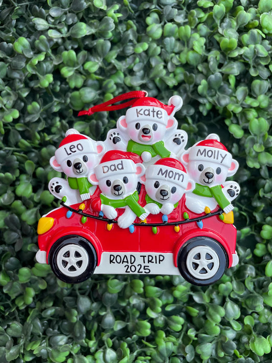 Polar Bears in Car: Family of Five