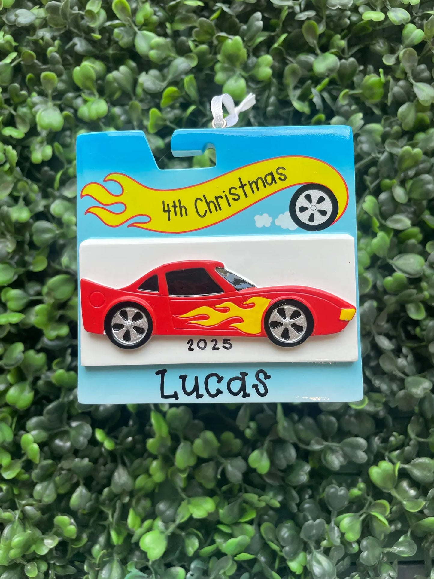 Race Car in Box Personalized Ornament