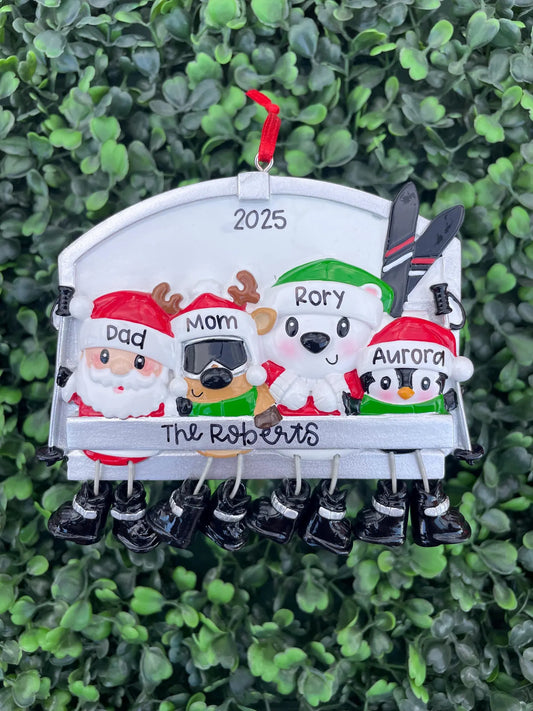 Ski Lift Ornament - Family of Four
