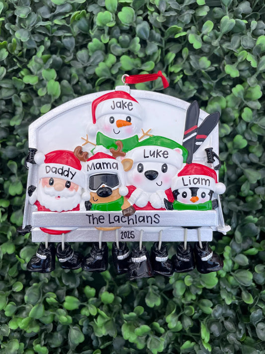 Ski Lift Ornament - Family of Five